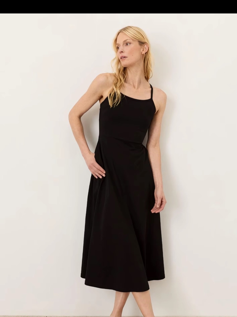 Pact Women's Black Midi Organic Cotton Dress Size Medium